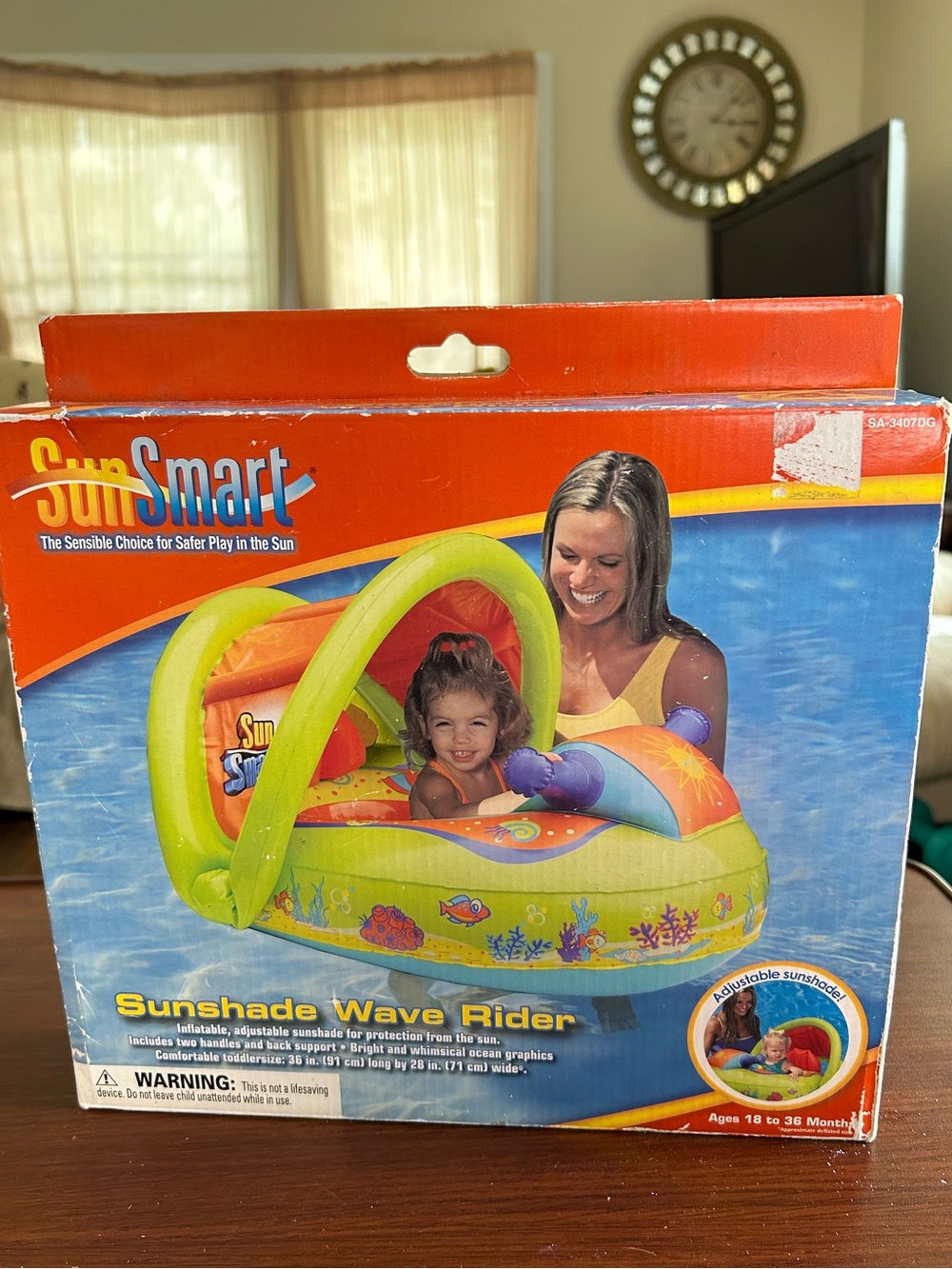 Sunshade Wave Rider Inflatable Float - Lime Green & Orange